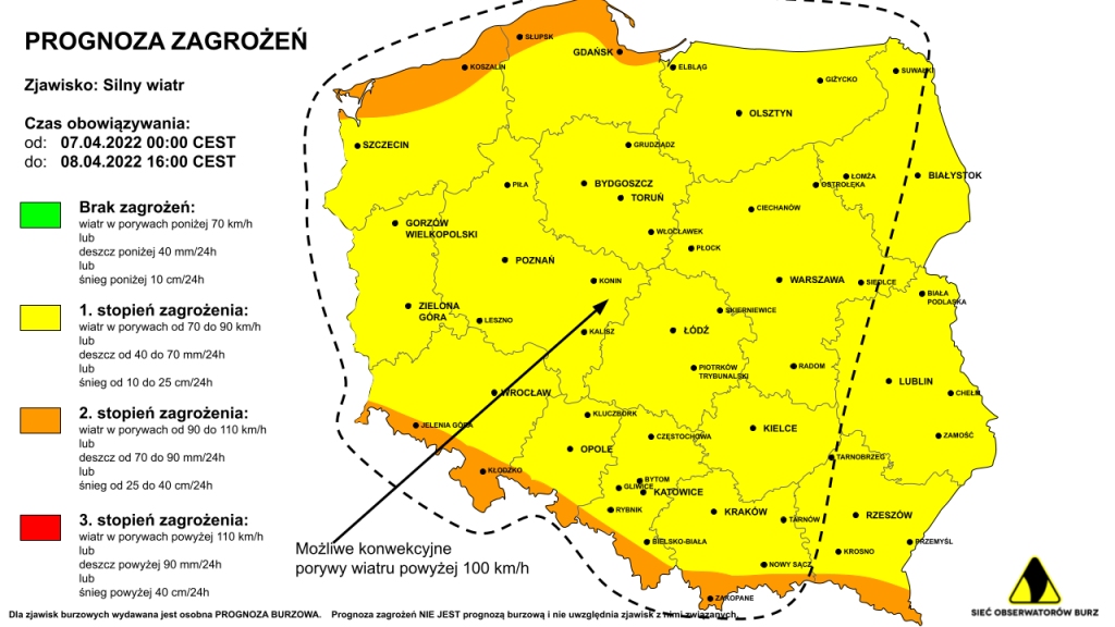 Ostrze Enie Przed Silnym Wiatrem Na I Noc Z