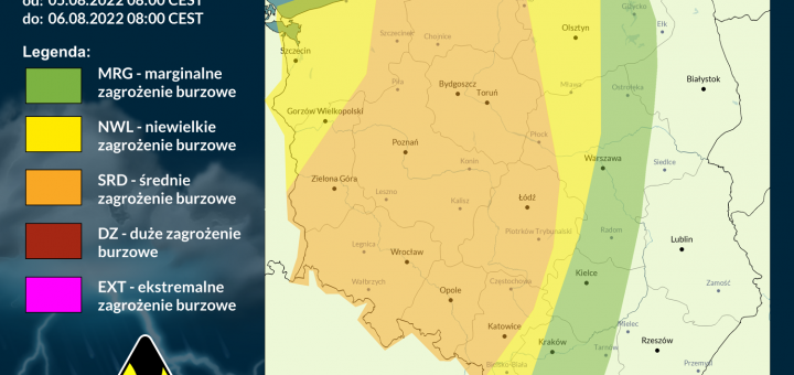 Prognoza burzowa na 5.08.2022 i noc z 5/6.08.2022