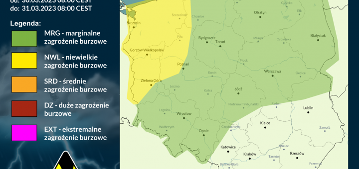 Prognoza burzowa na 30.03.2023 i noc z 30/31.03.2023