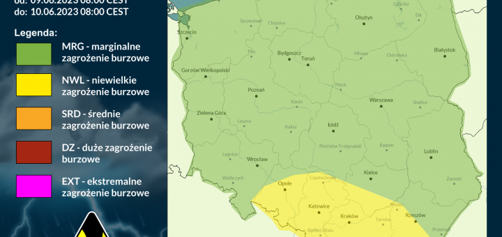 Prognoza burzowa na 9.06.2023 i noc z 9/10.06.2023