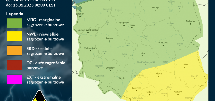 Prognoza burzowa na 14.06.2023 i noc z 14/15.06.2023