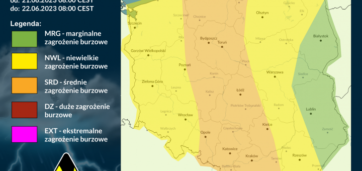 Prognoza burzowa na 21.06.2023 i noc z 21/22.06.2023