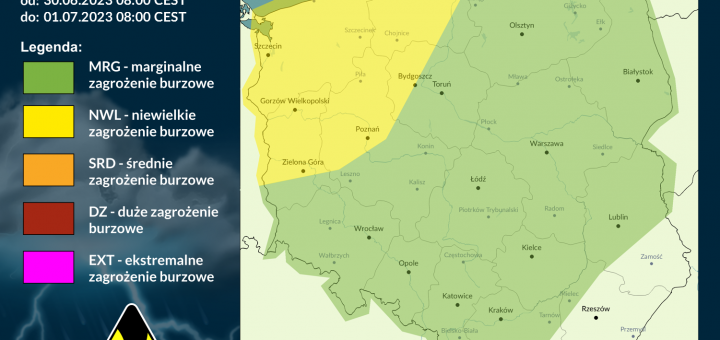 Prognoza burzowa na dzień 30.06.2023 i noc z 30.06/1.07.2023