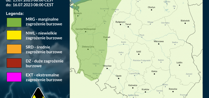 Prognoza burzowa na 15.07.2023 i noc z 15/16.07.2023