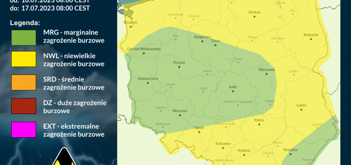 Prognoza burzowa na 16.07.2023 i noc z 16/17.06.2023