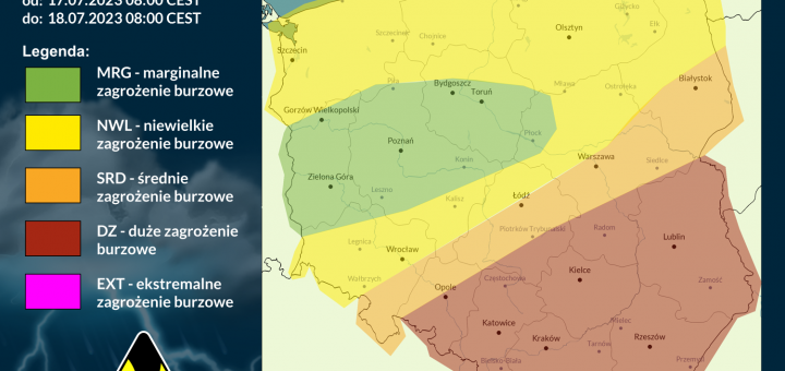 Prognoza burzowa na 17.07.2023 i noc z 17/18.07.2023