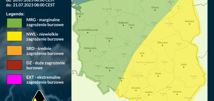 Prognoza burzowa na 20.07.2023 i noc z 20/21.07.2023