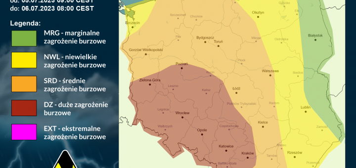 Prognoza burzowa na dzień 5.07.2023 i noc z 5/6.07.2023 - aktualizacja