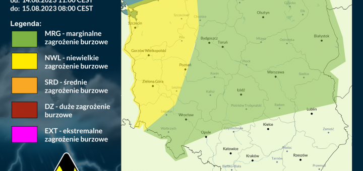 Prognoza burzowa na 14.08.2023 i noc z 14/15.08.2023