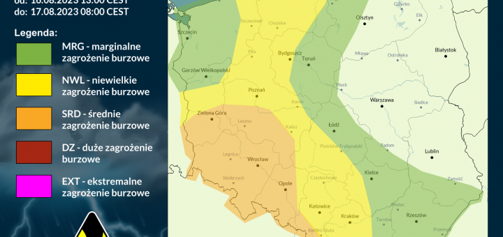 Prognoza burzowa na 16.08.2023 i noc z 16/17.08.2023