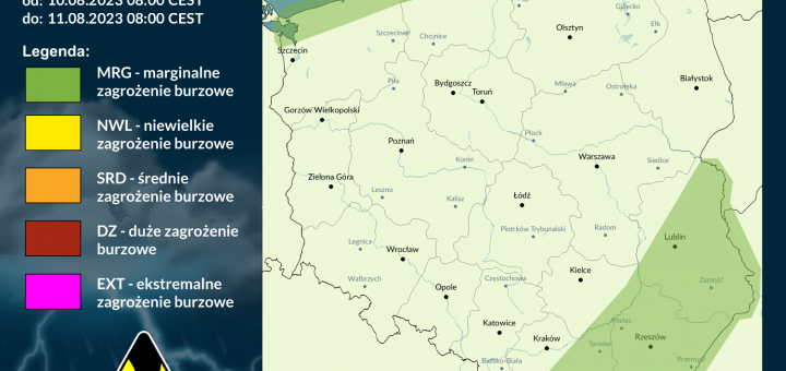 Prognoza burzowa na 10.08.2023 i noc z 10/11.08.2023