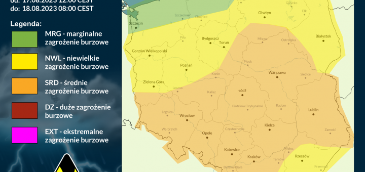 Prognoza burzowa na 17.08.2023 i noc z 17/18.08.2023