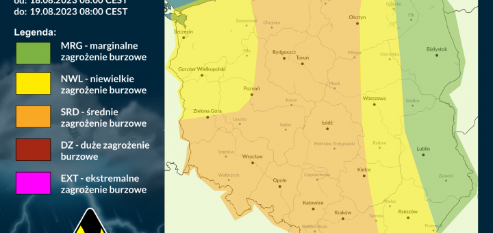 Prognoza burzowa na 18.08.2023 i noc z 18/19.08.2023