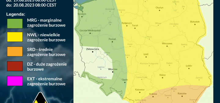 Prognoza burzowa na 19.08.2023 i noc z 19/20.08.2023