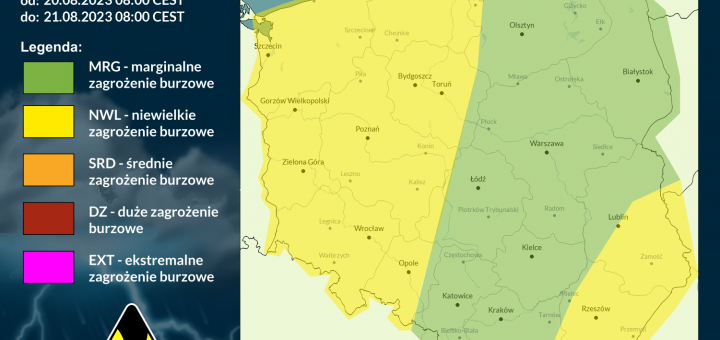 Prognoza burzowa na 20.08.2023 i noc z 20/21.08.2023