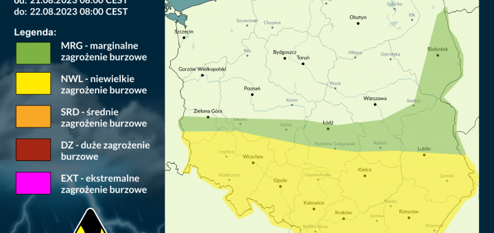 Prognoza burzowa na 21.08.2023 i noc z 21/22.08.2023