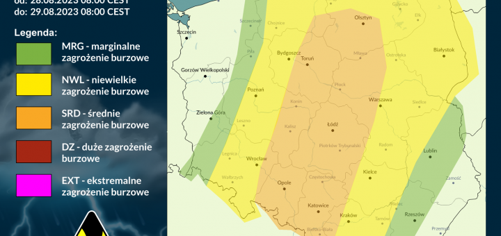 Prognoza burzowa na 28.08.2023 i noc z 28/29.08.2023