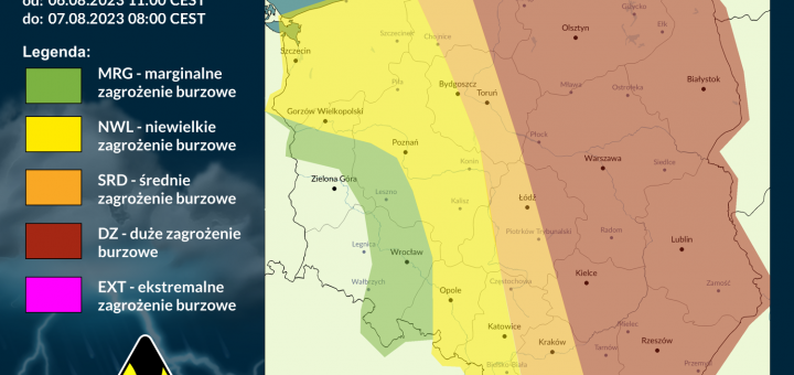 Prognoza burzowa na 6.08.2023 i noc z 6/7.08.2023