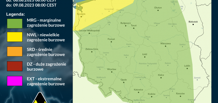 Prognoza burzowa na 8.08.2023 i noc z 8/9.08.2023