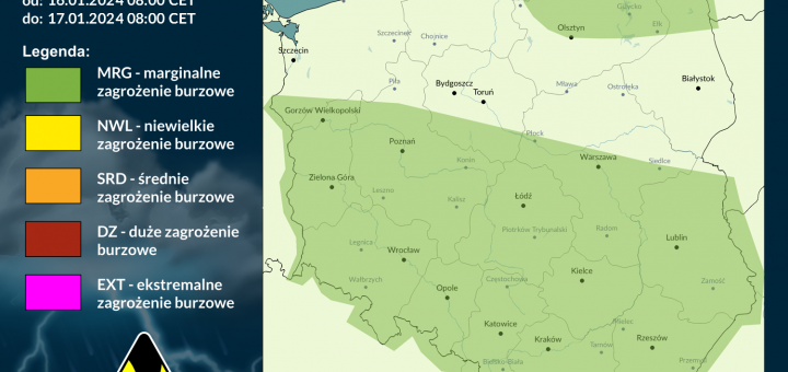 Prognoza burzowa na 16.01.2024 i noc z 16/17.01.2024