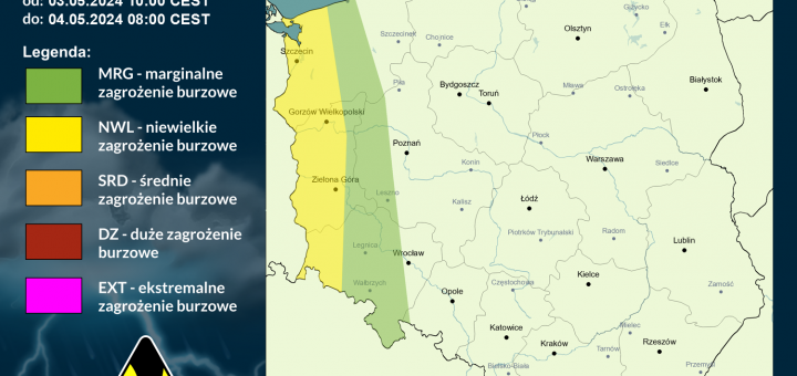 Prognoza burzowa na 3.05.2024 i noc z 3/4.05.2024