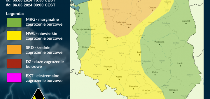 Prognoza burzowa na 5.05.2024 i noc z 5/6.05.2024