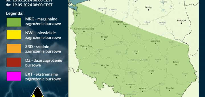 Prognoza burzowa na 18.05.2024 i noc z 18/19.05.2024