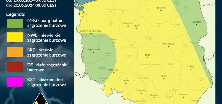 Prognoza burzowa na 19.05.2024 i noc z 19/20.05.2024