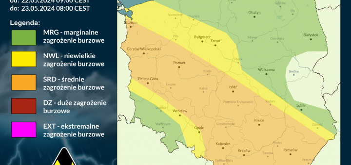 Prognoza burzowa na 22.05.2024 i noc z 22/23.05.2024