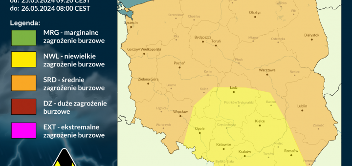 Prognoza burzowa na 25.05.2024 i noc z 25/26.05.2024