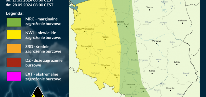 Prognoza burzowa na 27.05.2024 i noc z 27/28.05.2024