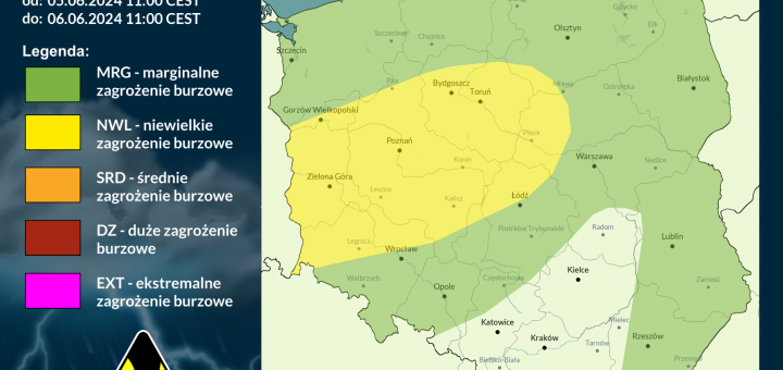 Prognoza burzowa na 5.06.2024 i noc z 5/6.06.2024