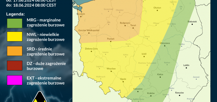 Prognoza burzowa na 17.06.2024 i noc z 17/18.06.2024