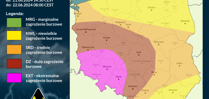 Prognoza burzowa na 21.06.2024 i noc z 21/22.06.2024 [AKTUALIZACJA]