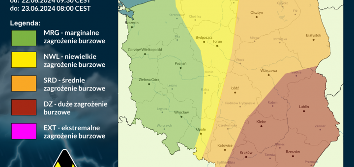 Prognoza burzowa na 22.06.2024 i noc z 22/23.06.2024 [AKTUALIZACJA]