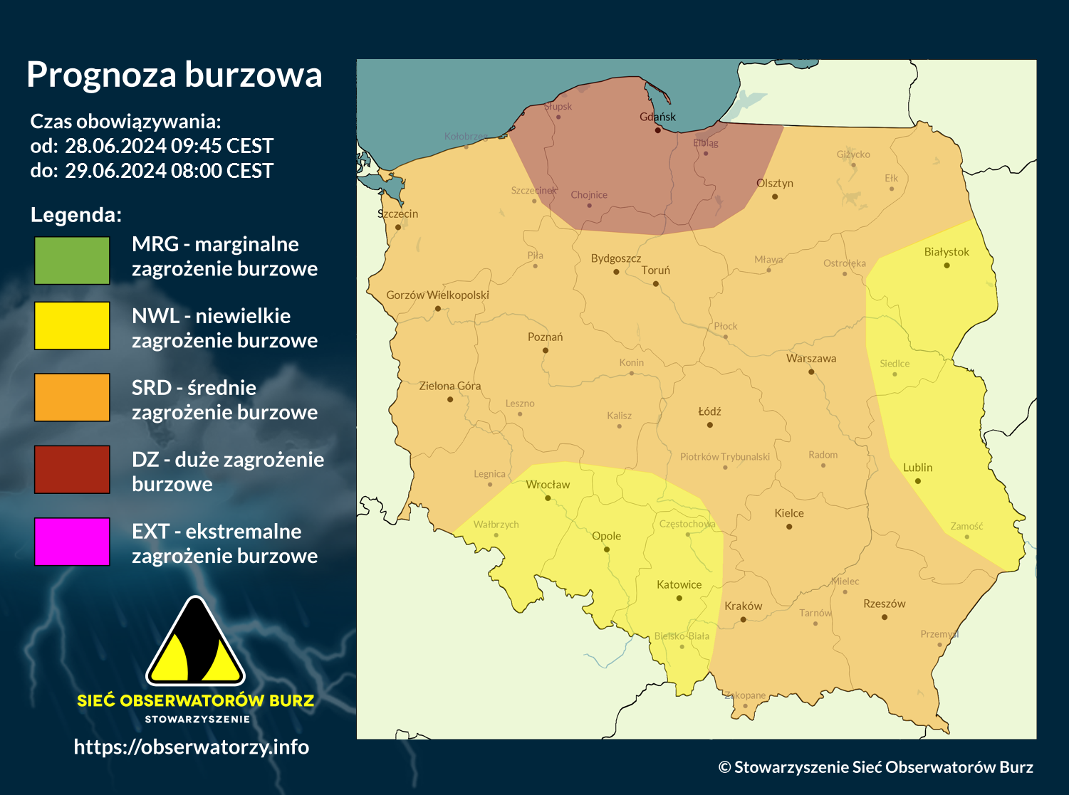 Prognoza burzowa na 28.06.2024 i noc z 28/29.06.2024 [AKTUALIZACJA]