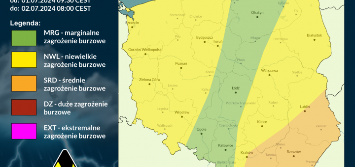 Prognoza burzowa na 1.07.2024 i noc z 1/2.07.2024 [AKTUALIZACJA]