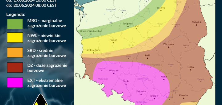 Prognoza burzowa na 19.06.2024 i noc z 19/20.06.2024 [AKTUALIZACJA]