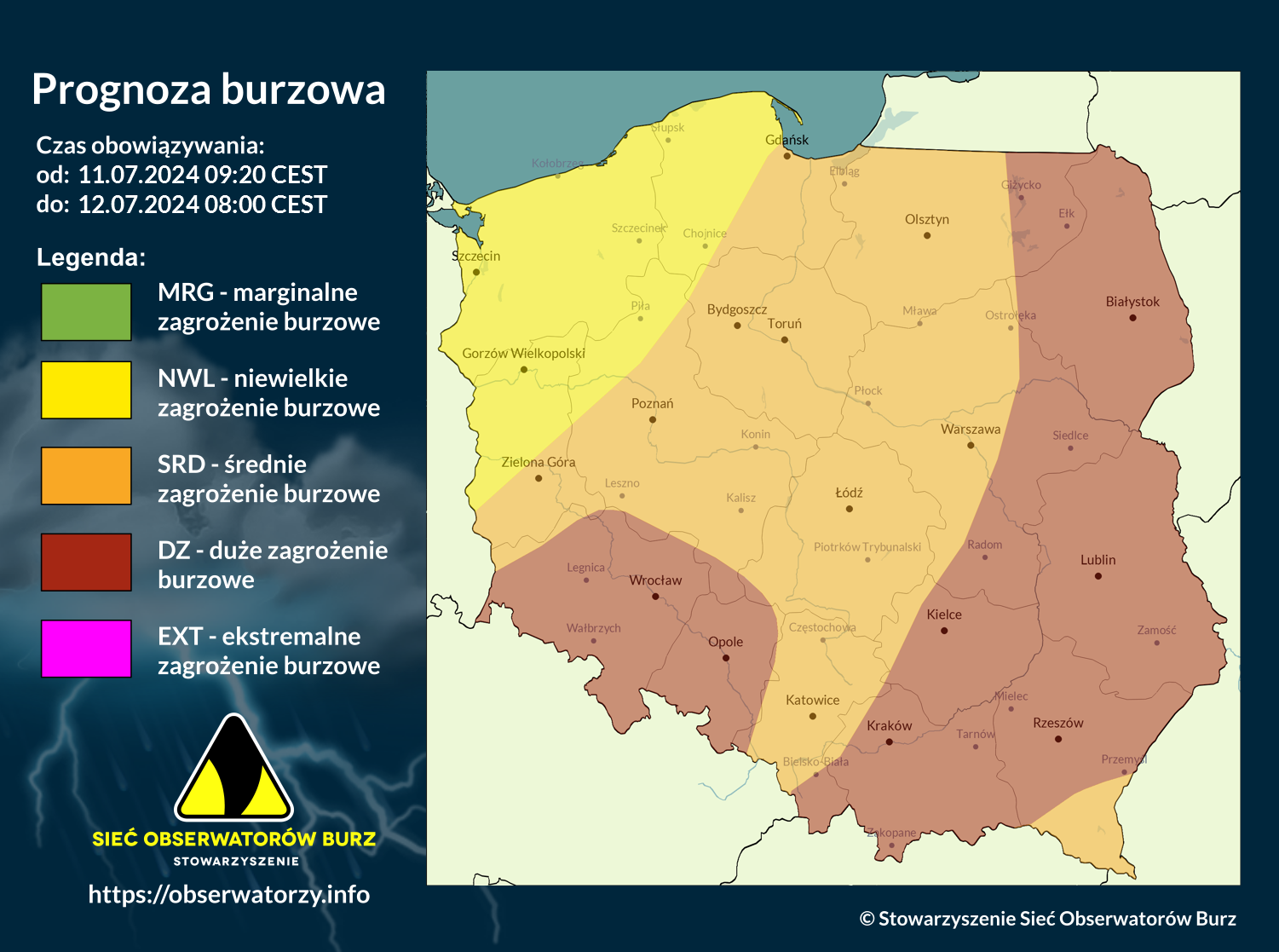 Prognoza burzowa na 11.07.2024 i noc z 11/12.07.2024 [AKTUALIZACJA]