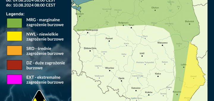 Prognoza burzowa na 9.08.2024 i noc z 9/10.08.2024