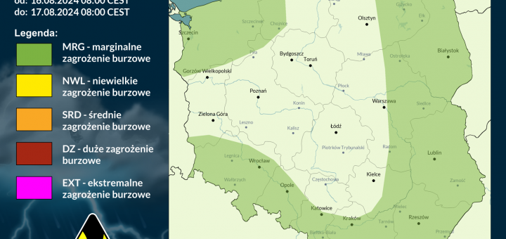 Prognoza burzowa na 16.08.2024 i noc z 16/17.08.2024