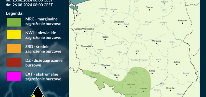 Prognoza burzowa na 25.08.2024 i noc z 25/26.08.2024