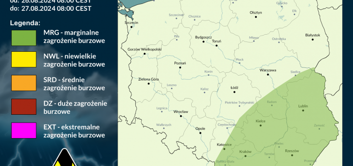 Prognoza burzowa na 26.08.2024 i noc z 26/27.08.2024