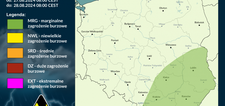 Prognoza burzowa na 27.08.2024 i noc z 27/28.08.2024