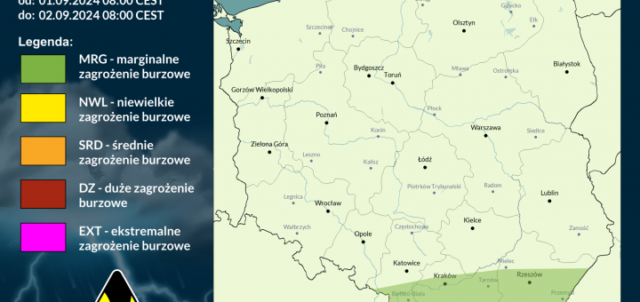 Prognoza burzowa na 1.09.2024 i noc z 1/2.09.2024