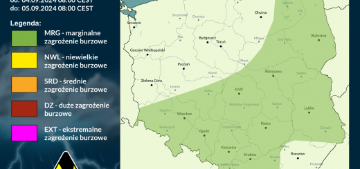 Prognoza burzowa na 4.09.2024 i noc z 4/5.09.2024