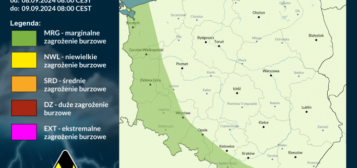 Prognoza burzowa na 8.09.2024 i noc z 8/9.09.2024