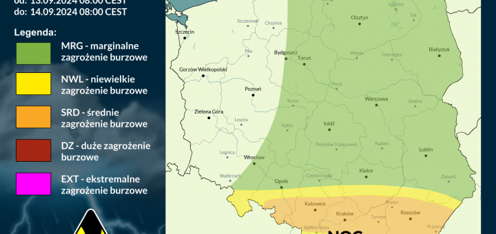 Prognoza burzowa na 13.09.2024 i noc z 13/14.09.2024