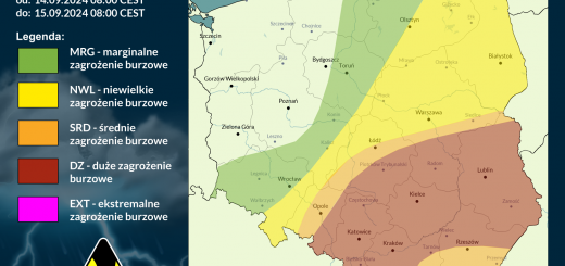 Prognoza burzowa na 14.09.2024 i noc z 14/15.09.2024