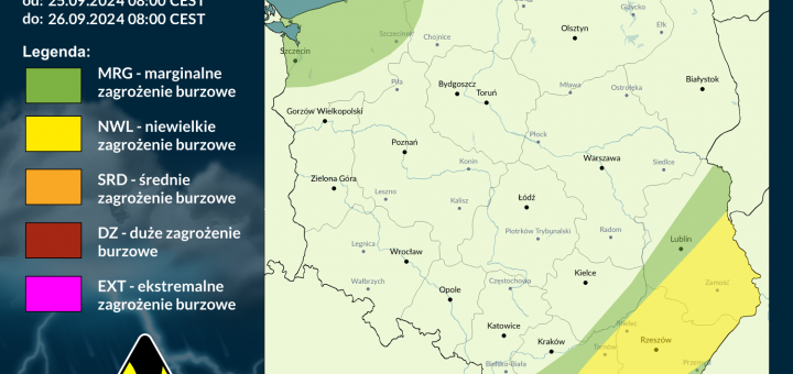 Prognoza burzowa na 25.09.2024 i noc z 25/26.09.2024